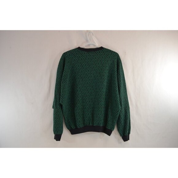Flying Circus Long Sleeve Crew Neck Sweater Vtg Green Black Weave Unisex Batwing - Picture 3 of 6